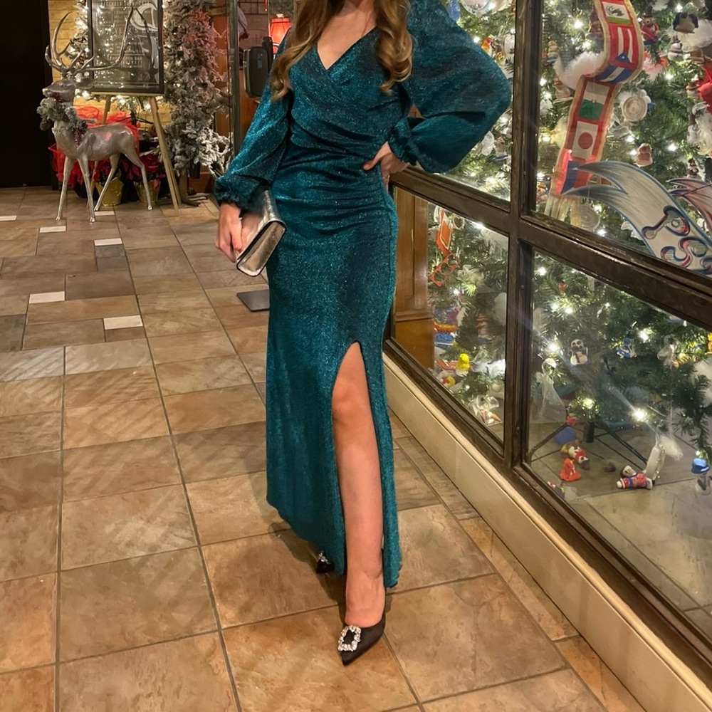 Source Unknown Teal Long Sleeve Dress